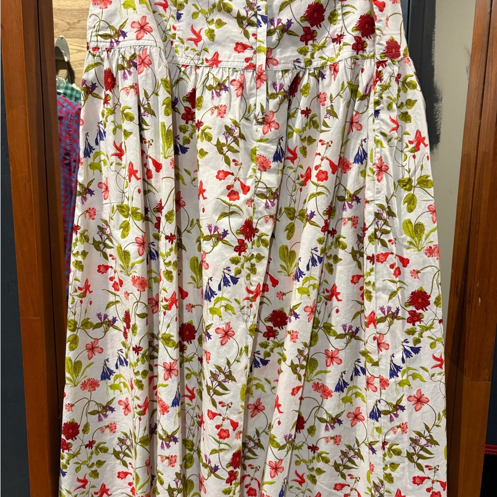 Lands' End Pink and Green Floral Skirt